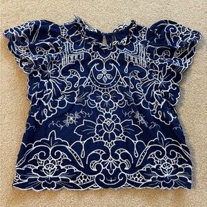 Anthropologie The Lainie Navy Blouse